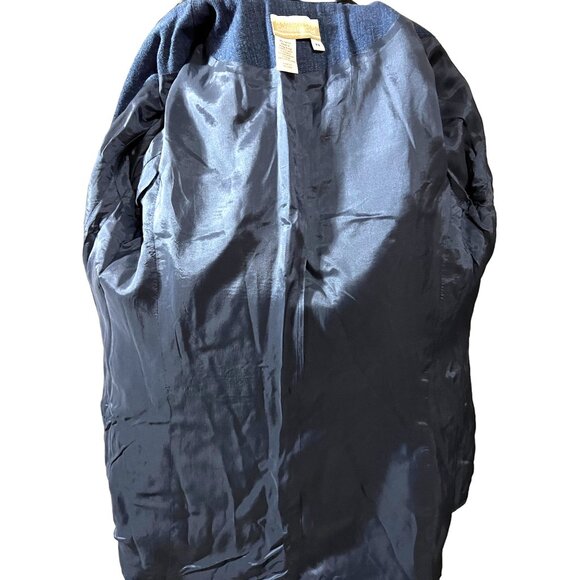 Coldwater Creek Vintage Velvet Embroidered Denim Blazer Sz 4 Petite Blue Black - Picture 14 of 14